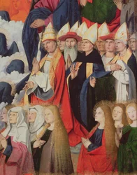Prälaten und Heilige, Detail der Krönung der Jungfrau, 1453-54